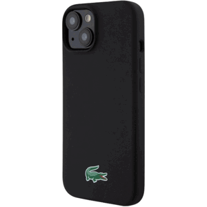 Silikónové puzdro Lacoste na Apple iPhone 15 LCHMP15SSLOK Liquid Silicone Microfiber Croc Logo MagSafe čierne