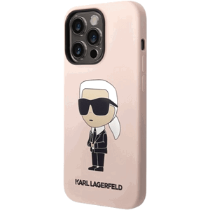 Silikónové puzdro Karl Lagerfeld na Apple iPhone 15 Pro KLHCP15LSNIKBCP Liquid Silicone Ikonik NFT ružové