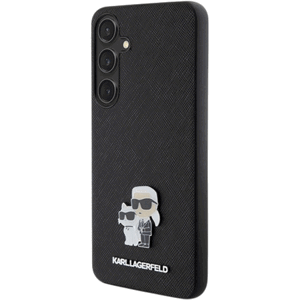 Plastové puzdro Karl Lagerfeld na Samsung Galaxy S24 5G S921 KLHCS24SPSAKCMPK PU Saffiano Metal Karl and Choupette čierne