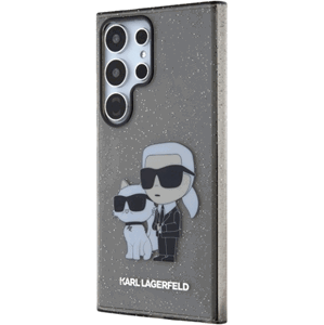 Plastové puzdro Karl Lagerfeld na Samsung Galaxy S24 Ultra 5G S928 KLHCS24LHNKCTGK IML Glitter Karl and Choupette NFT čierne