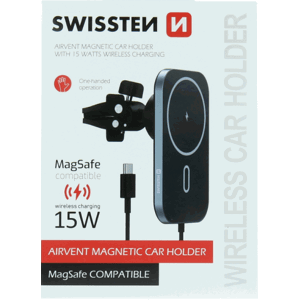 SWISSTEN Magnetic, magnetický držiak, 15W Magsafe, čierny