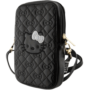 Univerzálne puzdro Hello Kitty na smartfón HKPBPEKHBPK PU Leather Quilted Pattern Kitty Head Logo Phone Bag čierne