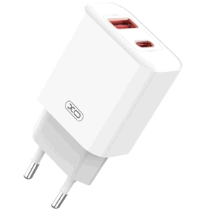 XO CE12, PD QC 3.0 20W, 1xUSB-A 1xUSB-C, sieťová nabíjačka, biela