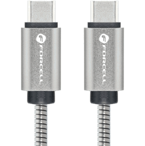 Forcell F-Energy Metal C237, USB-C na USB-C, QC4.0 3A/20V PD60W, 1m, strieborný