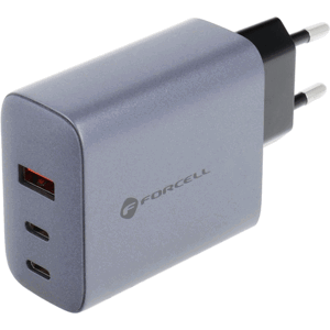 Forcell F-Energy GaN VT-42B, 65W 4A, 2xUSB-C, USB-A, PD, Quick Charge 4.0, sivo-čierna