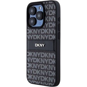 DKNY PU Leather Repeat Pattern Tonal Stripe Apple iPhone 15 Pro DKHCP15LPRTHSLK Black