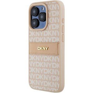 DKNY PU Leather Repeat Pattern Tonal Stripe Apple iPhone 15 Pro DKHCP15LPRTHSLP Pink
