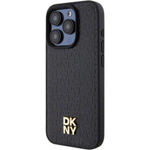 DKNY PU Leather Repeat Pattern Stack Logo Magsafe Apple iPhone 15 Pro DKHMP15LPSHRPSK Black