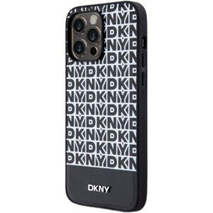DKNY PU Leather Repeat Pattern Bottom Stripe MagSafe Apple iPhone 15 Pro DKHMP15LPSOSPK Black