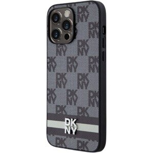 DKNY PU Leather Checkered Pattern and Stripe Apple iPhone 15 Pro DKHCP15LPCPTSSK Black