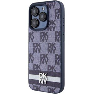 DKNY PU Leather Checkered Pattern and Stripe Apple iPhone 15 Pro DKHCP15LPCPTSSB Blue