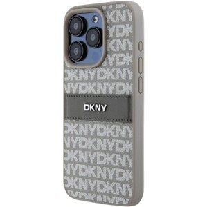 DKNY PU Leather Repeat Pattern Tonal Stripe Apple iPhone 15 Pro DKHCP15LPRTHSLE Beige