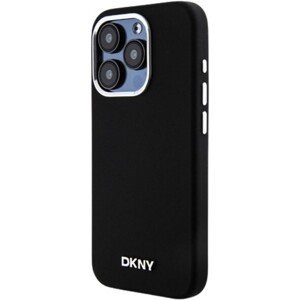 DKNY Liquid Silicone Silver Metal Logo MagSafe Apple iPhone 15 Pro DKHMP15LSMCHLK Black