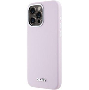 DKNY Liquid Silicone Silver Metal Logo MagSafe Apple iPhone 15 Pro Max DKHMP15XSMCHLP Pink