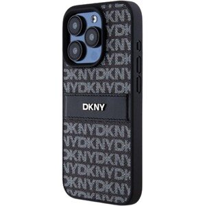 DKNY PU Leather Repeat Pattern Tonal Stripe Apple iPhone 15 Pro Max DKHCP15XPRTHSLK Black