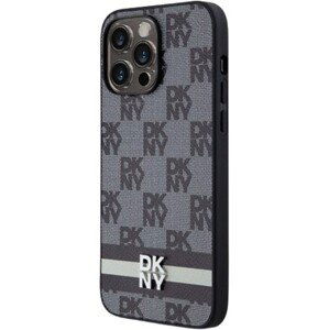 DKNY PU Leather Checkered Pattern and Stripe Apple iPhone 14 Pro DKHCP14LPCPTSSK Black