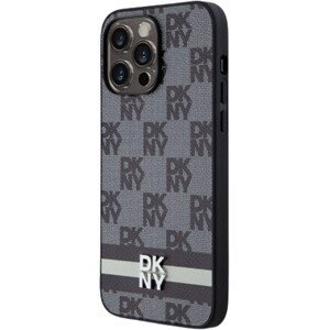 DKNY PU Leather Checkered Pattern and Stripe Apple iPhone 14 Pro Max DKHCP14XPCPTSSK Black