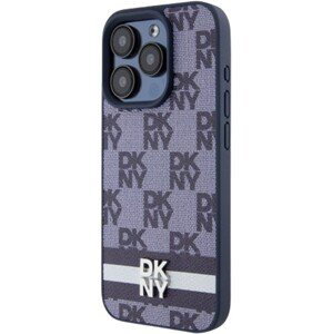 DKNY PU Leather Checkered Pattern and Stripe Apple iPhone 15 Pro Max DKHCP15XPCPTSSB Blue