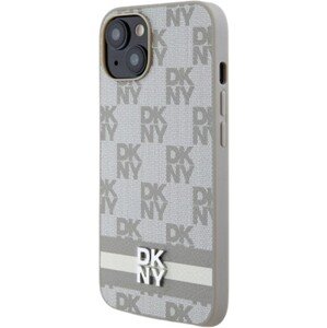 DKNY PU Leather Checkered Pattern and Stripe Apple iPhone 14 DKHCP14SPCPTSSE Beige