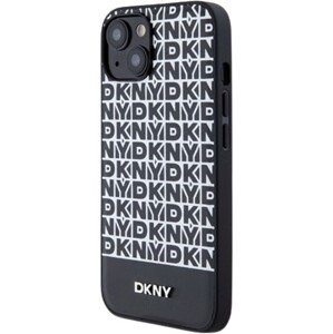 DKNY PU Leather Repeat Pattern Bottom Stripe MagSafe Apple iPhone 14 DKHMP14SPSOSPK Black