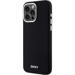 DKNY Liquid Silicone Silver Metal Logo MagSafe Apple iPhone 14 Pro DKHMP14LSMCHLK Black