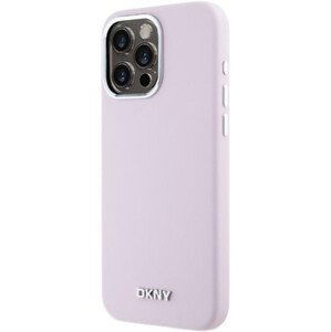 DKNY Liquid Silicone Silver Metal Logo MagSafe Apple iPhone 14 Pro DKHMP14LSMCHLP Pink