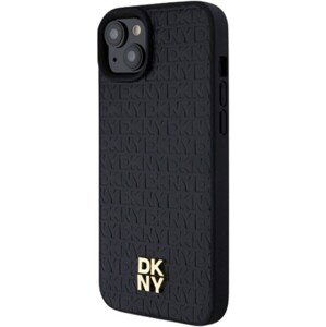 DKNY PU Leather Repeat Pattern Stack Logo Magsafe Apple iPhone 15 Plus DKHMP15MPSHRPSK Black