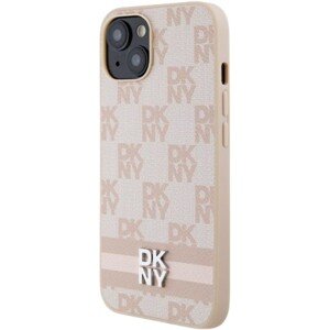 DKNY PU Leather Checkered Pattern and Stripe Apple iPhone 15 DKHCP15SPCPTSSP Pink