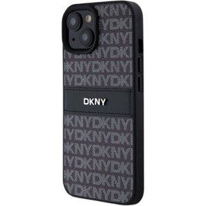 DKNY PU Leather Repeat Pattern Tonal Stripe Apple iPhone 15 DKHCP15SPRTHSLK Black