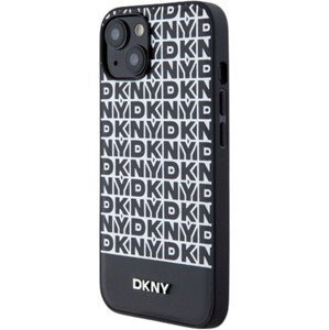 DKNY PU Leather Repeat Pattern Bottom Stripe MagSafe Apple iPhone 15 DKHMP15SPSOSPK Black