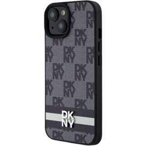 DKNY PU Leather Checkered Pattern and Stripe Apple iPhone 15 DKHCP15SPCPTSSK Black