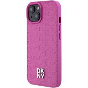 DKNY PU Leather Repeat Pattern Stack Logo Magsafe Apple iPhone 15 DKHMP15SPSHRPSP Pink