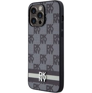 DKNY HC PU Checkered Pattern W Printed Stripes Apple iPhone 15 Plus DKHCP15MPCPTSSK Black