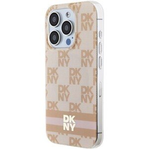 DKNY  PC/TPU Checkered Pattern W Printed Stripes MagSafe Apple Phone 15 Pro DKHMP15LHCPTSP Pink
