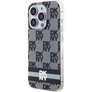 DKNY  PC/TPU Checkered Pattern W Printed Stripes MagSafe Apple Phone 15 Pro Max DKHMP15XHCPTSP Black