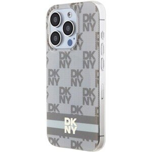 DKNY  PC/TPU Checkered Pattern W Printed Stripes MagSafe Apple Phone 15 Pro Max DKHMP15XHCPTSK Beige