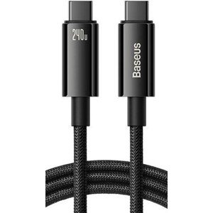 Baseus Tungsten Gold CAWJ040001, USB-C na USB-C 240W, 1m, čierny