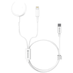 Kábel Swissten 2v1 na Apple Watch, Lightning/USB-C 5W, 1,2m, biely