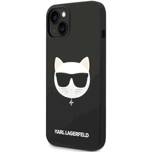 Silikónové puzdro Karl Lagerfeld na Apple iPhone 14 Plus KLHMP14MSLCHBK Silicone Choupette Head Magsafe čierne