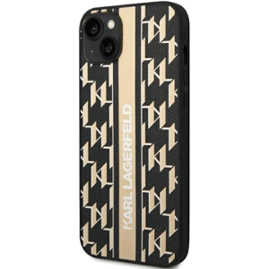 Plastové puzdro Karl Lagerfeld na Apple iPhone 14 KLHCP14SPGKLSKW HC PU Monogram Stripe hnedé