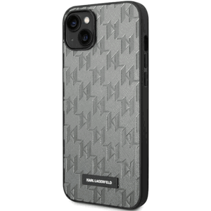 Plastové puzdro Karl Lagerfeld na Apple iPhone 14 Pro KLHCP14LSAKLHPG HC PU Saffiano Mono Metal Logo sivé