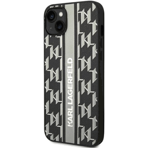 Plastové puzdro Karl Lagerfeld na Apple iPhone 14 Plus KLHCP14MPGKLSKG HC PU Monogram Stripe sivé