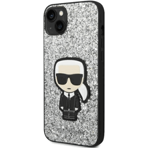 Plastové puzdro Karl Lagerfeld na Apple iPhone 14 Plus KLHCP14MGFKPG HC Glitter Flakes Ikonik strieborné