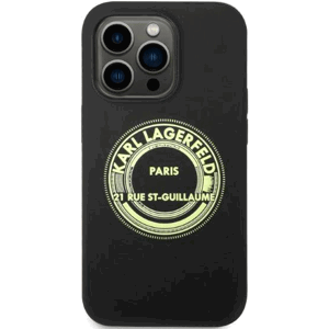 Silikónové puzdro Karl Lagerfeld na Apple iPhone 14 Pro Max KLHCP14XSRSGRCK HC Silicone RSG BIC čierne