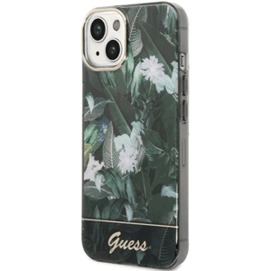 Plastové puzdro Guess na Apple iPhone 14 GUHCP14SHGJGHA Jungle Collection zelené