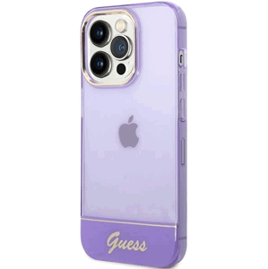 Plastové puzdro Guess na Apple iPhone 14 Pro GUHCP14LHGCOU Translucent fialové