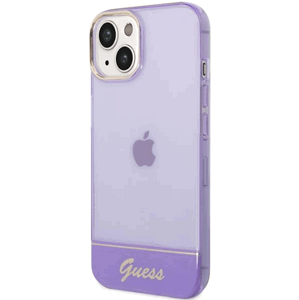 Plastové puzdro Guess na Apple iPhone 14 GUHCP14SHGCOU Translucent fialové