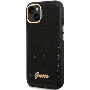 Plastové puzdro Guess na Apple iPhone 14 Plus GUHCP14MHGCRHK Croco Metal Outline čierne