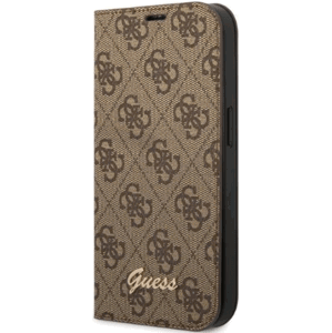 Diárové puzdro Guess na Apple iPhone 14 Pro Max GUBKP14XHG4SHW 4G PU Script Metal hnedé