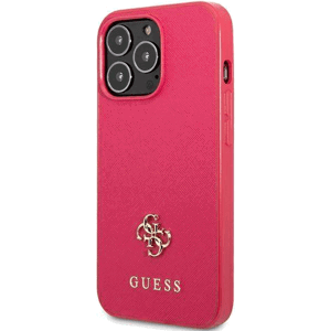 Plastové puzdro Guess na Apple iPhone 13 Pro GUHCP13LPS4MF Saffiano 4G Small Metal Logo ružové